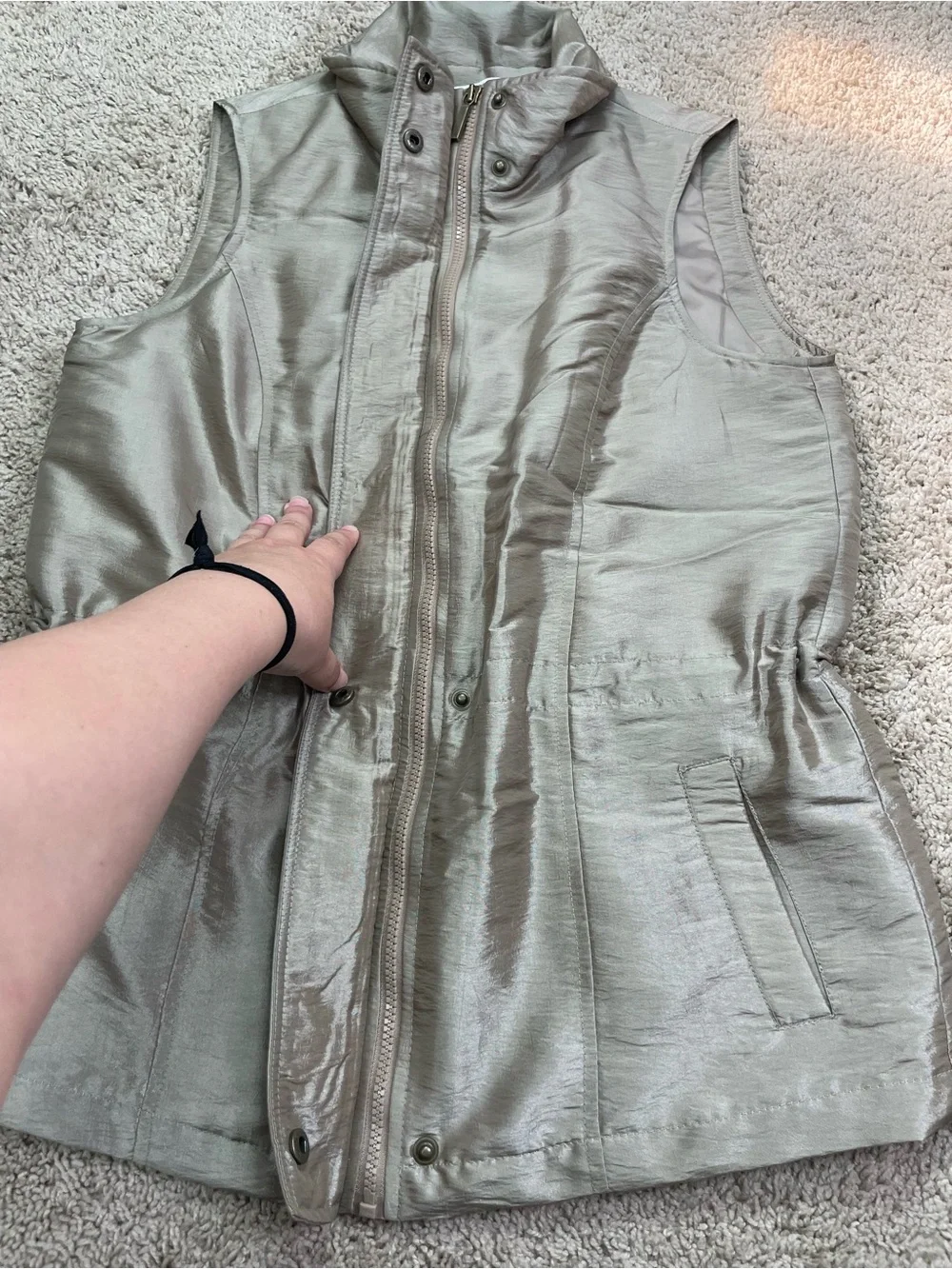 Coldwater Creek Shimmery‎ Champagne Gold Taupe Vest